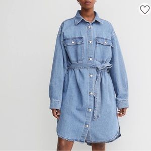 never worn before long sleeve jean button down dress with belt.